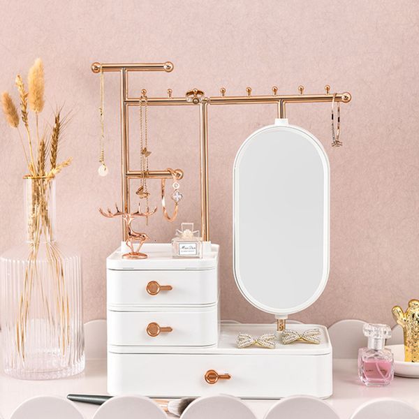 

jewelry settings big capacity storage box necklace earring display fashion cosmetic bathroom deskbeauty makeup organizer 230407, Slivery;crystal