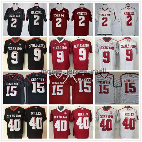 

ncaa texas a&m aggies #40 von miller jersey red black white 2 johnny manziel 9 ricky seals-jones 15 myles garrett college football stitched