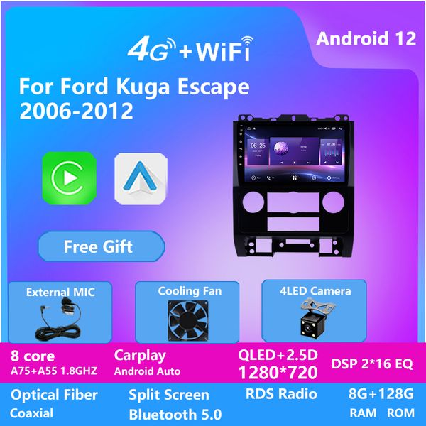 

octa core video android 10 ips dsp car audio radio gps for ford escape 2007-2012