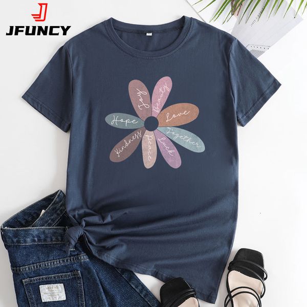 

women's t-shirt jfuncy women's summer t-shirt fashion printed short sleeve t-shirt casual loose t-shirt women's cotton women&, White