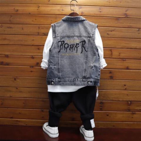

waistcoat boys fashion jacket jean kids fall clothes for teenage vest turn down collar streetwear hip hop denim 230406, Camo