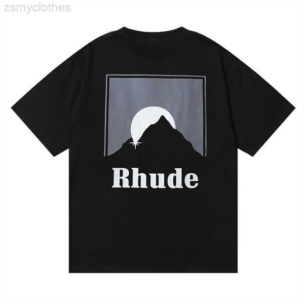 

men's t-shirts rhude moonlight fashion summer print loose casual cotton t-shirts for men and women, White;black