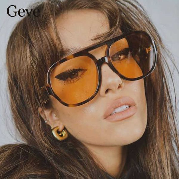 

sunglasses trends pilot sunglasses women vintage yellow brand designer sunglass female oversized popular glasses eyewear shades uv400 p23040, White;black