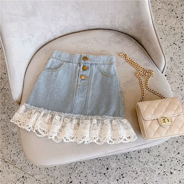 

skirts summer girls skirts jeans baby girl sweet lace denim skirt fashion kids girls party skirt 2-14 year old children's clothing 2304, Blue