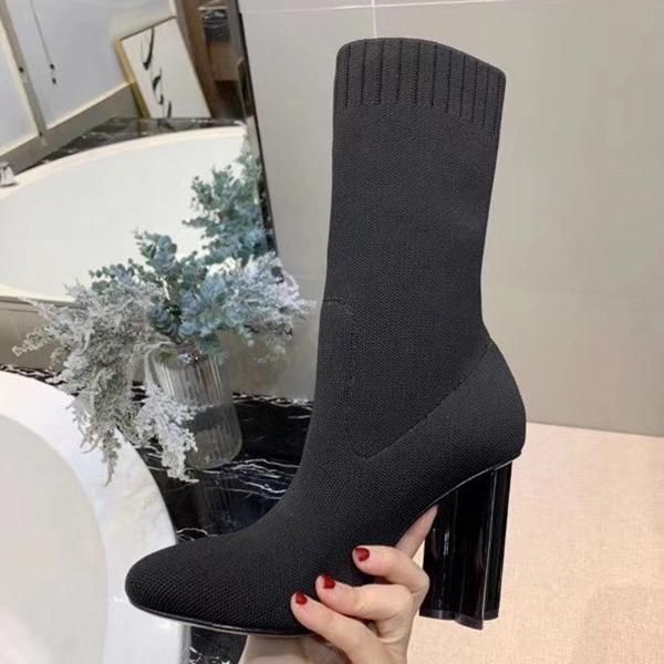 

2023 fashion women designer boots silhouette ankle boot black martin booties stretch high heel sock boots and flat sock sneaker boot