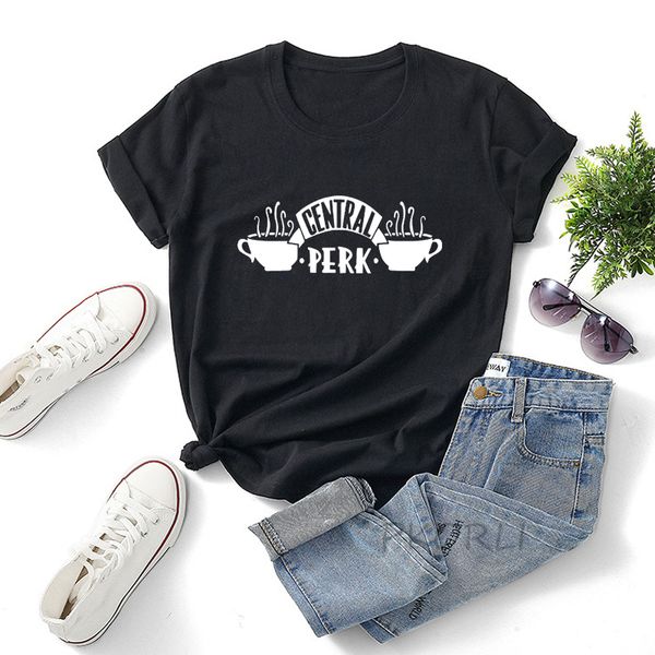 

women's t-shirt central perk friends tv show summer t-shirt women's cotton short sleeve graphic tee shirt casual round neck women&, White
