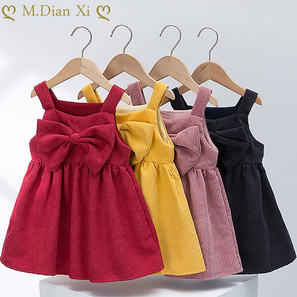 

girl's dresses corduroy sleeveless party dress for babies infants and girls autumn and winter baby princess dress children's dress, Red;yellow