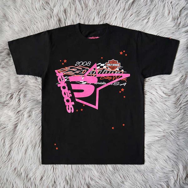 

men's t-shirts fashion sp5der 555555 designer pink young bandit vintage shirt 1 1 spider web pattern women clothing, White;black