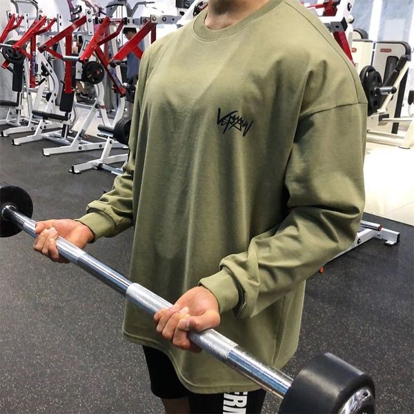 

mens tshirts casual long sleeve tshirt men fitness cotton tee shirt male gym workout spring autumn running sport clothing 230407, White;black