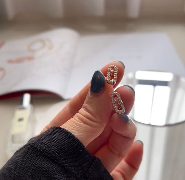 

stud french classic original jewelry collection messica women's diamond earrings s925 ufo ear cap holiday gift 230406, Golden;silver