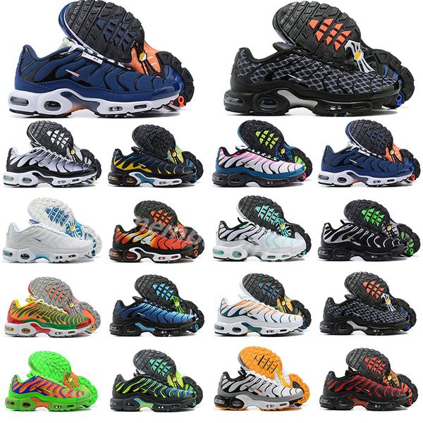 

tn plus running shoes airs men women black bubblegum yolk cherry cool grey neon olive pure platinum dark blue mens womens sports trainers sn, White;red