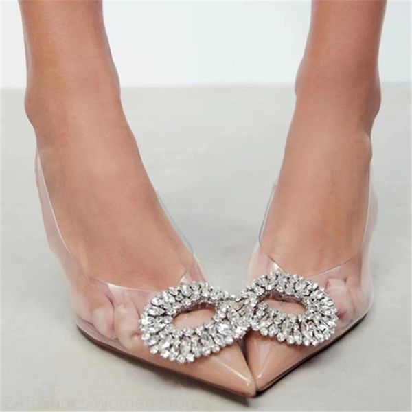 

dress shoes women's shoes women's sandals luxury brand summer fashion transparent angle high heels 8cm women's pump 230406, Black