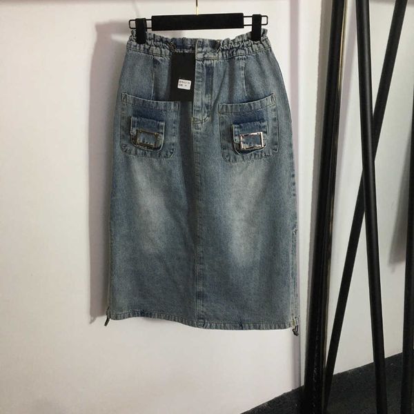 

23ss wrap skirt denim half skirts designer skirts stylish pocket high-waisted slimming denim long half skirtes women clothes, Black