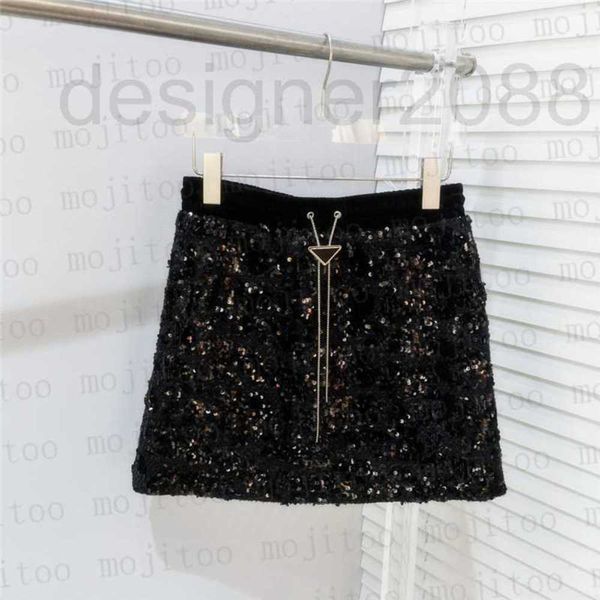 

prad plus size dresses designer womens sequin skirts dress for party nightclub high grade charm ladies short elastic waist wpzv, Black