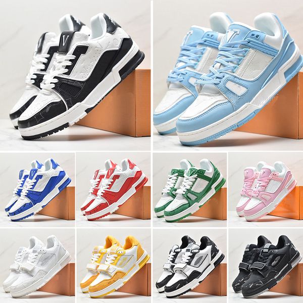 

flat sneaker virgil trainer casual shoes denim canvas leather abloh white green red blue letter overlays fashion platform mens womens low tr, Black