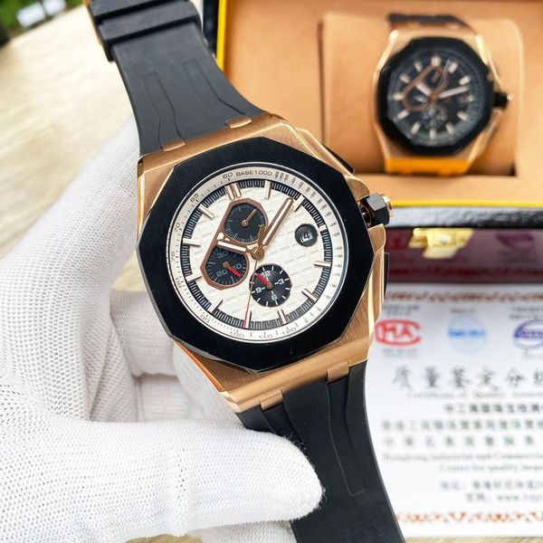 

watches automatic mens mechanical watch 44mm business wristwatch rubber strap montre de luxe gift for men multicolor0, Slivery;brown