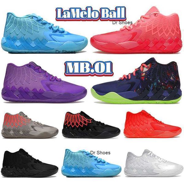 

lamelo ball mb.01 basketball shoes mens sneakers rick and morty purple glimmer not from here iridescent dreams galaxy teal purple camo flats, Black