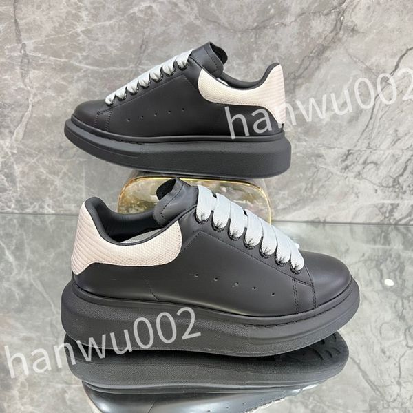 

2023 new luxury lady flat casual shoes womens travel leather lace-up sneaker cowhide fashion woman white shoe men gym sneakers, Black