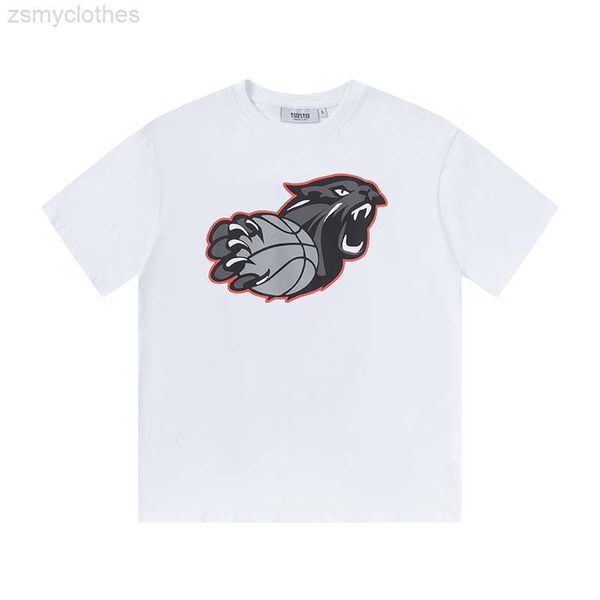 

men's t-shirts trapstar 2023ss new spring and summer leopard head printed cotton round neck men and women high-quality short-sleeved t-, White;black