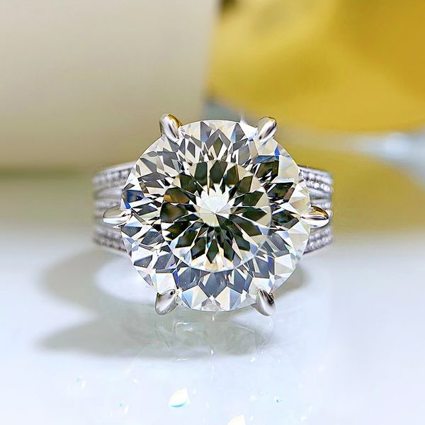 

solitaire 8ct moissanite diamond ring 100% real 925 sterling silver party wedding band rings for women bridal promise jewelry, Slivery;golden