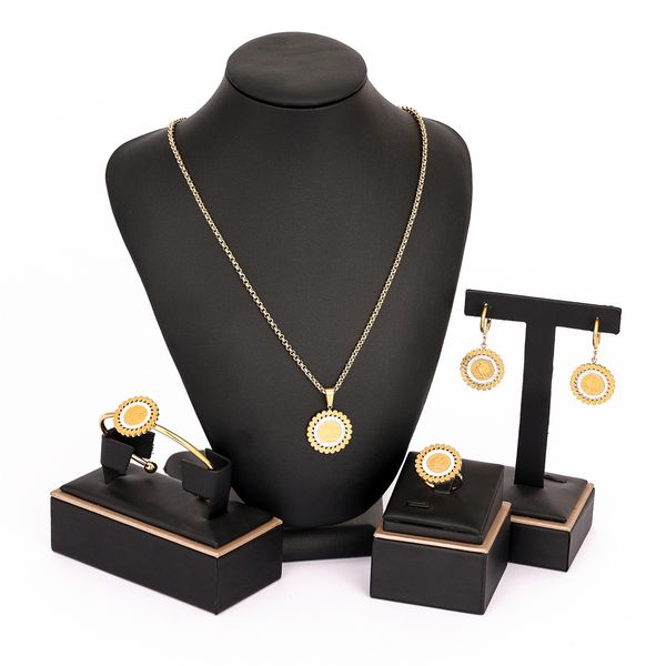 

other jewelry sets luizada jun selling accessories wedding jewelry set for women three slide drills stainless steel with necklace earrings 2, Silver