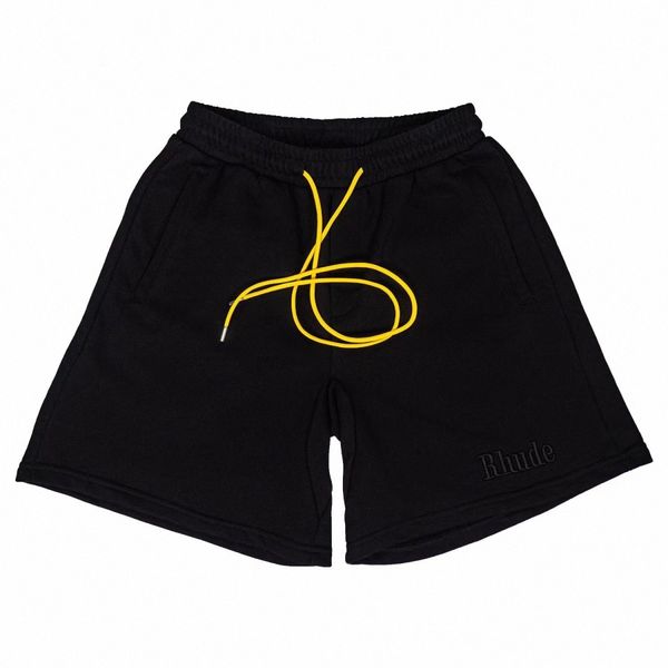 

european and american fashion brand couple embroidered letters american style high street korean style vintage washed grey drawstring loose, White;black