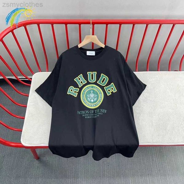 

men's t-shirts 2023ss new coconut medal series rhude t-shirt men women vintage classic patchwork rhude tee inside tags, White;black