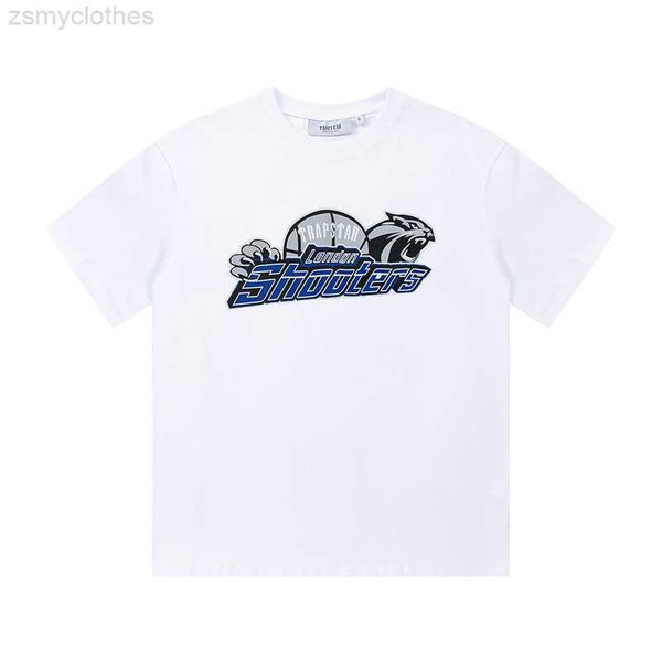 

men's t-shirts trapstar shooters new spring and summer leopard basketball printed cotton round neck t-shirts for men and women, White;black