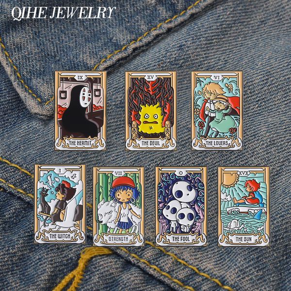 

anime tarot enamel pin badge brooch metal card lapel clothes backpack hat wholesale custom jewelry fans gift accessories, Gray