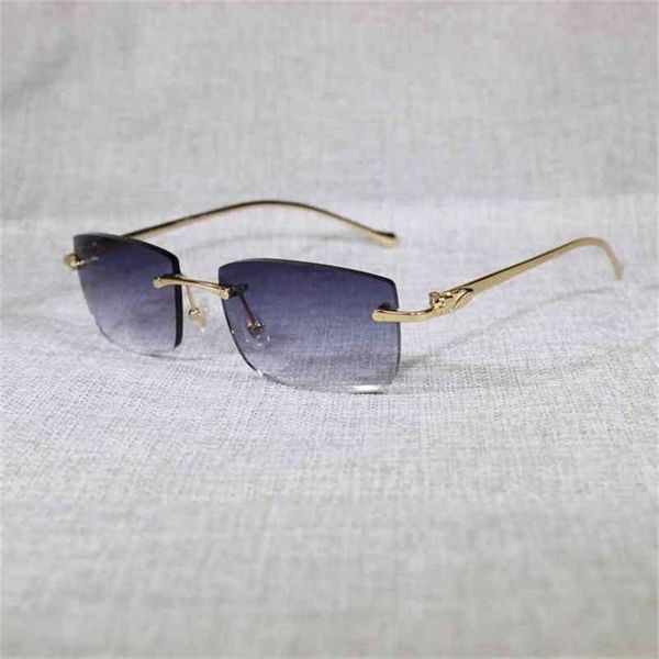 

2023 designer glasses new vintage rimless sunglasses leopard gafas retro shades men driving clear glass frame for reading glasses 166, White;black