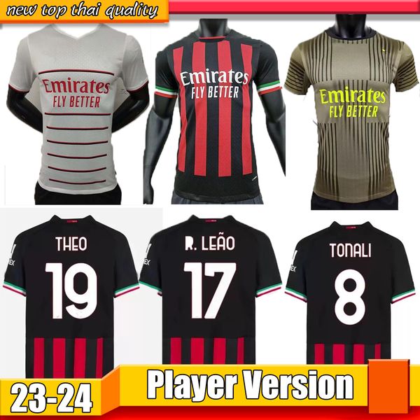 

2022 2023 ac tomori soccer jerseys player version ibrahimovic 22 23 milans brahim giroud s.castillejo tonali kessie theo rebic r.leao jersey, Black;yellow
