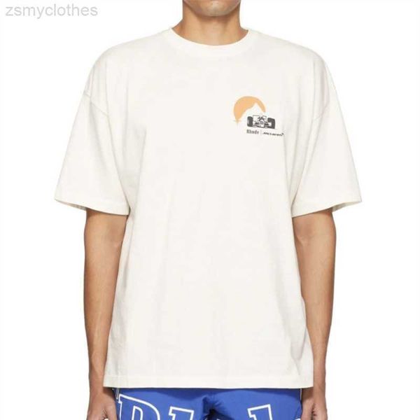 

men's t-shirts rhude f 1 classic sunset print summer cotton short sleeved t-shirt black white smlxl, White;black