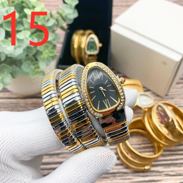 

fashion luxury brand casual high-end women's watches snake shape dress women steel quartz ladies bracelet diamonds watch clock, Slivery;brown