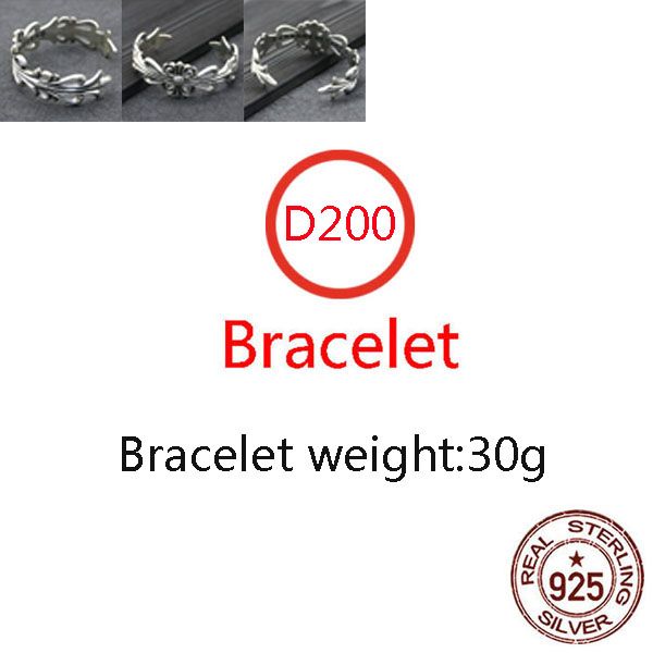 

d200 s925 sterling silver cowhide bracelet hip hop street fashion couple jewelry personalized punk style solid cross flower letter lover gif, Black