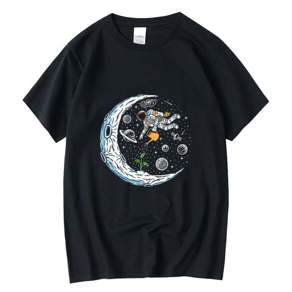 

mens tshirts xinyi tshirt 100% cotton casual funny astronaut design print loose oneck t shirt for men short sleeve tshirt male 230406, White;black