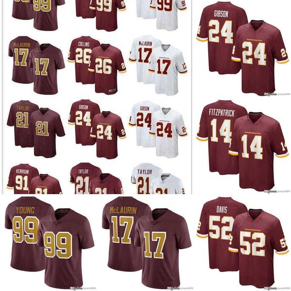

football jerseys mens washington''football team 17 terry mclaurin 99 chase young 91 ryan kerrigan 21 sean taylor 26 landon collins, Black;red