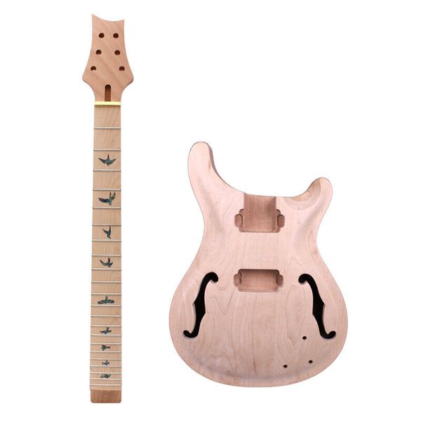 

set diy guitar kit guitar neck 22fret semi-hollow guitar body maple fretboard