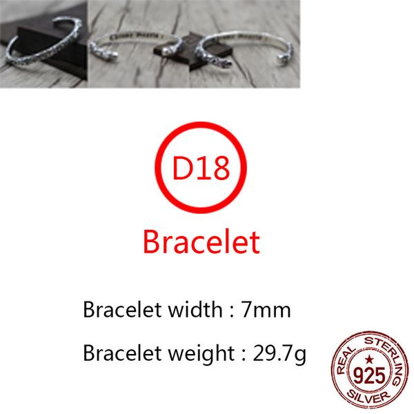 

d18 s925 sterling silver bracelet hip hop street fashion couple jewelry personalized punk style retro simple cross flower shape gift for lov, Black