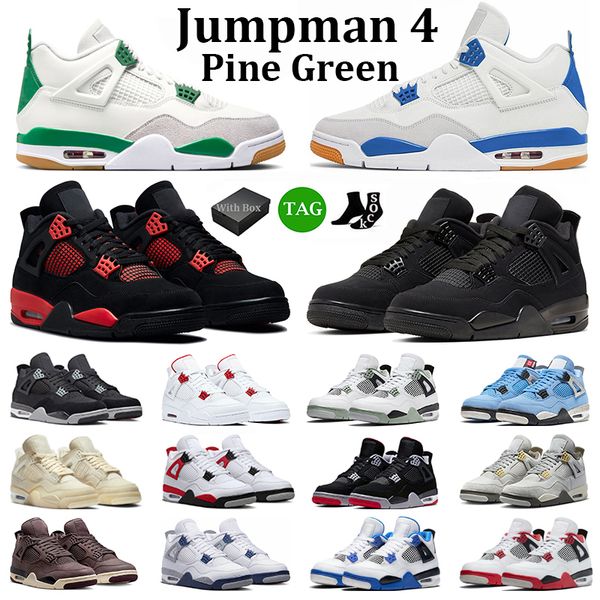 

with box jumpman 4 basketball shoes men women 4s sapphire pine green black cat military black white cement mens trainers sports sneaker