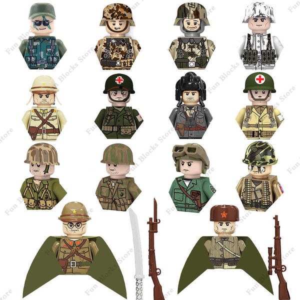 

model kits military soldiers ww1 ww2 special forces rifle tank trooper building blocks weapons army figures bricks mini toys for kids gifts