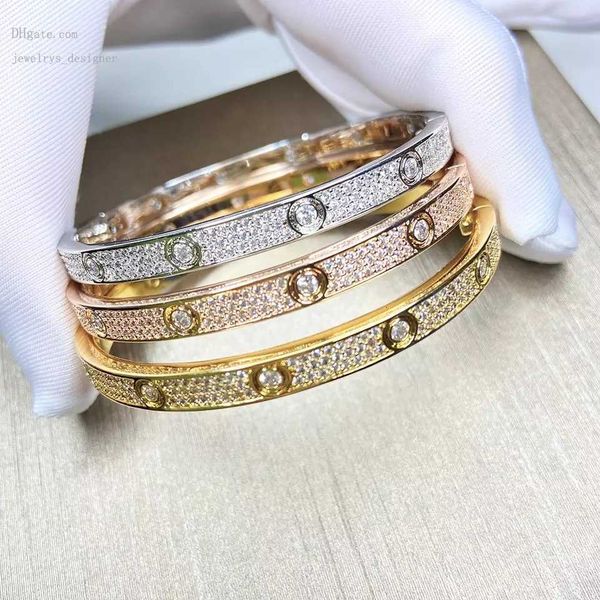 

designer bracelets 2022 luxury fine brand pure 925 sterling silver jewelry for women easy lock bangle rose yellow gold full diamond love ban, Black