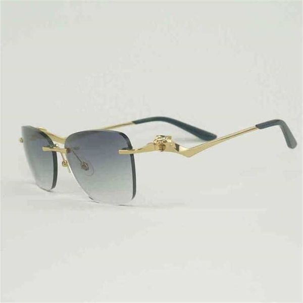 

2023 designer glasses new vintage rimless sunglasses women diamond wave cut leopard gafas retro shades men ladies goggles bright frame glass, White;black