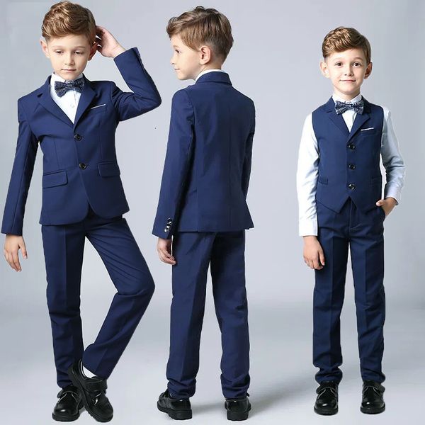 

suits boys formal black navy suit set children wedding party piano performance host graduation chorus costume kids blazer vest pants 230406