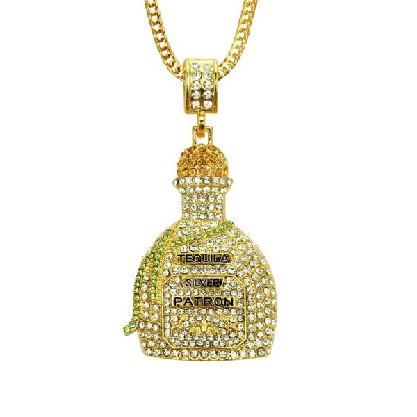 

creative cute perfume bottle pendant necklaces mens womens diamond set fashion letters necklace jewelry gift, Silver