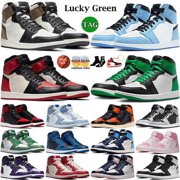 

1 1s basketball shoes for men women high og jumpman lucky green university blue bred patent toe hyper royal chicago shadow 2.0 court purple