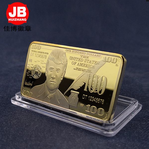 

american trump gold-plated commemorative coin, gold bar gold bullion medal, badge, meritorious medal fixedpainting, decorative,