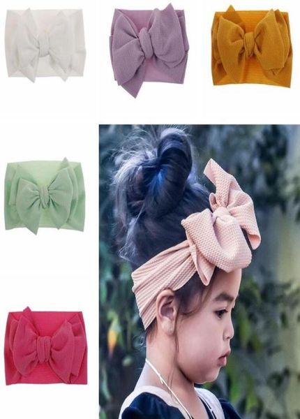 

fashion baby girls big bow designer headbands elastic bowknot hairbands headwear kids headdress head bands newborn turban head wra1166091, Pink