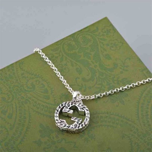 

necklace 2023 new twist necklace used silver style carved pattern thick chain pendant couple necklace factory direct sales 50% off