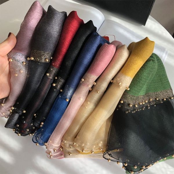 

sarongs summer silk scarf for women long size pashmina lady shawl female wraps bandana foulard hijabs solid soft beach stoles 230407, Blue;gray