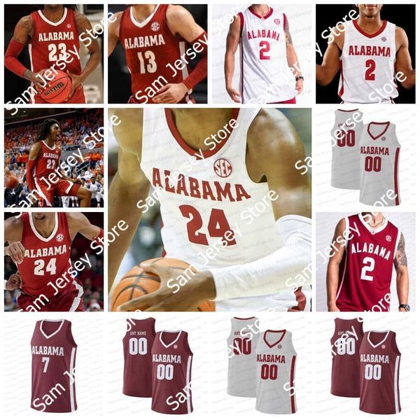 

custom alabama basketball jersey 24 brandon miller rylan griffen jaden bradley 1 mark sears charles bediako noah clowney sexton nimari burne, Black;red